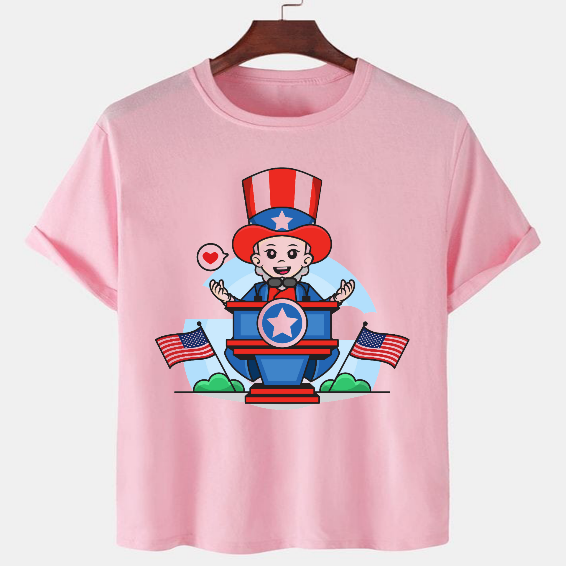 PNK-CTN-A-003.png Pink Unisex Cotton Premium Quality Designer Printed T-Shirt - Image 1