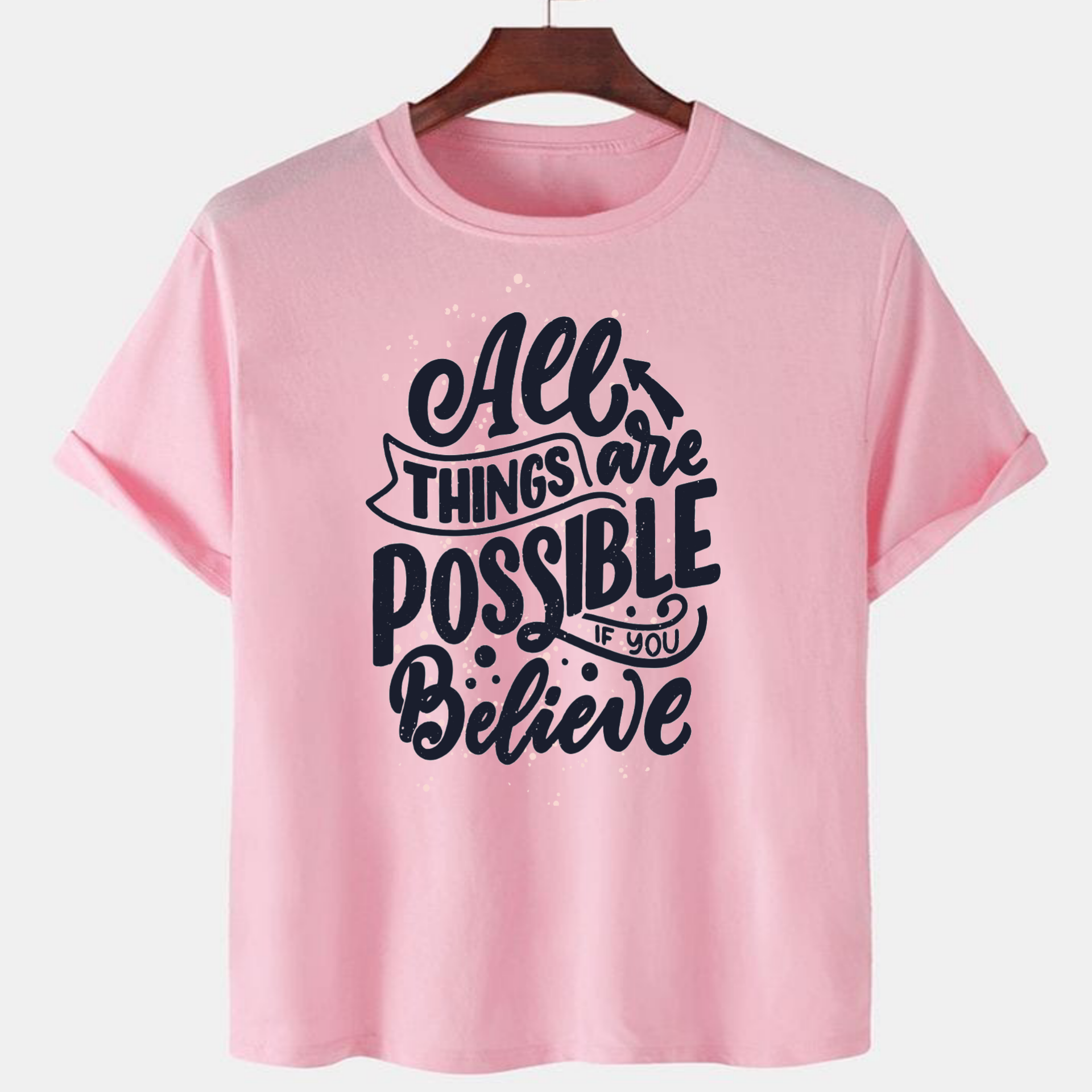 PNK-CTN-H-008.png Pink Unisex Polyster Premium Quality Designer Printed T-Shirt - Image 1