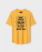 Yellow Unisex Polyster Regular Fit Printed Round Neck T-Shirt