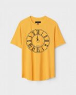 Yellow Unisex DOT KNIT Regular Fit Printed Round Neck T-Shirt