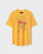 Yellow Unisex DOT KNIT Regular Fit Printed Round Neck T-Shirt