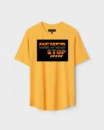Yellow Unisex Cotton Regular Fit Printed Round Neck T-Shirt