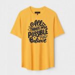 Yellow Unisex Cotton Regular Fit Printed Round Neck T-Shirt