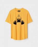 Yellow Unisex Cotton Regular Fit Printed Round Neck T-Shirt