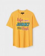 Yellow Unisex Cotton Regular Fit Printed Round Neck T-Shirt