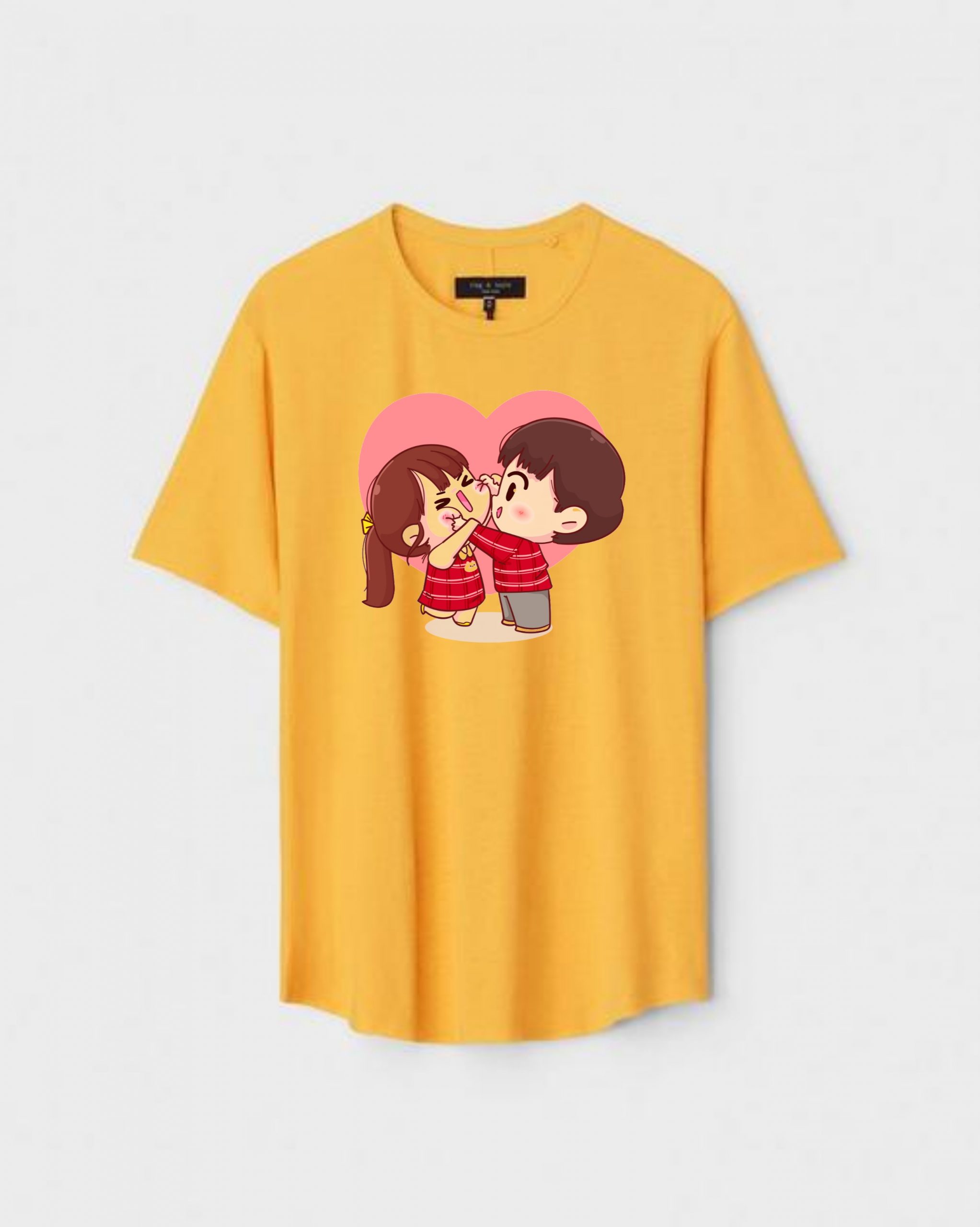 YLW-CTN-K-004-scaled-1.jpg Yellow Unisex Polyster Regular Fit Printed Round Neck T-Shirt - Image 1