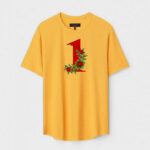 Yellow Unisex DOT KNIT Regular Fit Printed Round Neck T-Shirt