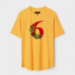 Yellow Unisex DOT KNIT Regular Fit Printed Round Neck T-Shirt