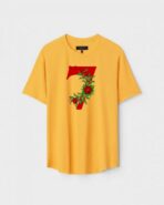Yellow Unisex DOT KNIT Regular Fit Printed Round Neck T-Shirt