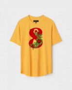 Yellow Unisex DOT KNIT Regular Fit Printed Round Neck T-Shirt