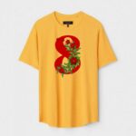 Yellow Unisex DOT KNIT Regular Fit Printed Round Neck T-Shirt