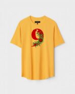 Yellow Unisex DOT KNIT Regular Fit Printed Round Neck T-Shirt