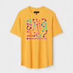 Yellow Unisex DOT KNIT Regular Fit Printed Round Neck T-Shirt