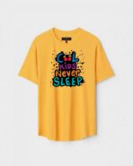 Yellow Unisex DOT KNIT Regular Fit Printed Round Neck T-Shirt