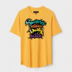 Yellow Unisex Polyster Regular Fit Printed Round Neck T-Shirt