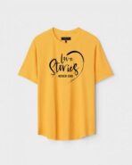 Yellow Unisex Polyster Regular Fit Printed Round Neck T-Shirt