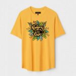 Yellow Unisex DOT KNIT Regular Fit Printed Round Neck T-Shirt