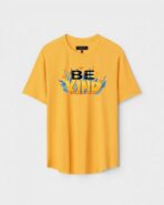 Yellow Unisex DOT KNIT Regular Fit Printed Round Neck T-Shirt