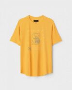 Yellow Unisex DOT KNIT Regular Fit Printed Round Neck T-Shirt
