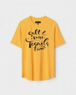 Yellow Unisex DOT KNIT Regular Fit Printed Round Neck T-Shirt