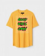 Yellow Unisex DOT KNIT Regular Fit Printed Round Neck T-Shirt