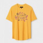 Yellow Unisex DOT KNIT Regular Fit Printed Round Neck T-Shirt