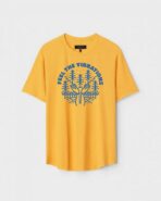Yellow Unisex DOT KNIT Regular Fit Printed Round Neck T-Shirt