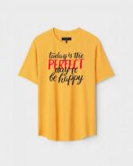 Yellow Unisex DOT KNIT Regular Fit Printed Round Neck T-Shirt