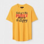 Yellow Unisex DOT KNIT Regular Fit Printed Round Neck T-Shirt