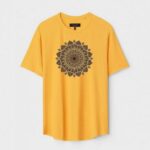 Yellow Unisex DOT KNIT Regular Fit Printed Round Neck T-Shirt