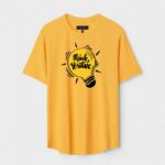 Yellow Unisex DOT KNIT Regular Fit Printed Round Neck T-Shirt