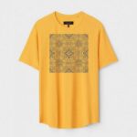 Yellow Unisex DOT KNIT Regular Fit Printed Round Neck T-Shirt