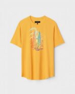 Yellow Unisex DOT KNIT Regular Fit Printed Round Neck T-Shirt