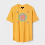Yellow Unisex DOT KNIT Regular Fit Printed Round Neck T-Shirt
