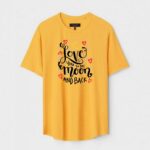 Yellow Unisex DOT KNIT Regular Fit Printed Round Neck T-Shirt