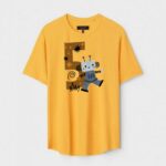 Yellow Unisex DOT KNIT Regular Fit Printed Round Neck T-Shirt