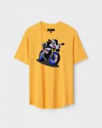 Yellow Unisex Cotton Regular Fit Printed Round Neck T-Shirt