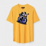Yellow Unisex DOT KNIT Regular Fit Printed Round Neck T-Shirt