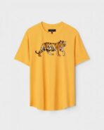 Yellow Unisex DOT KNIT Regular Fit Printed Round Neck T-Shirt