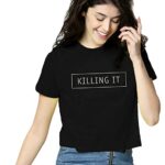 Cotton Regular Fit Printed Round Neck T-Shirt For Women